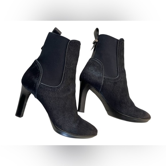 Aquatalia Black Calf Hair & Patent Ankle Boots Size 8 - Picture 9 of 16